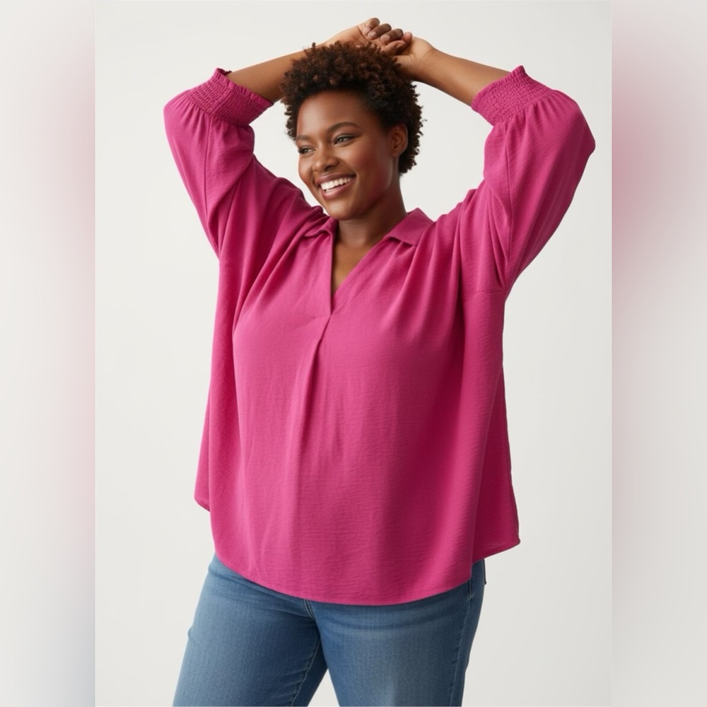 🌺 Umgee Dolman Sleeve Blouse – XL – NWT – Bright Pink PP36/L28